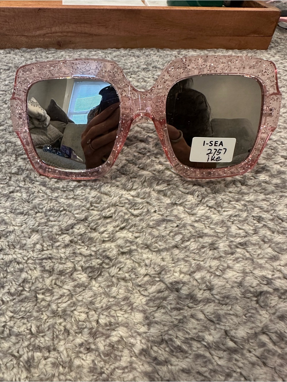 Pink Glitter Oversized Square Sunglasses UV400 Brand New with Tags